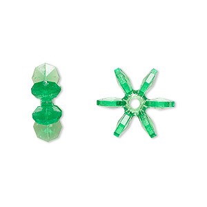 Acrylic Paddle Wheel/ Snowflake Beads, Transparent Green, 14 x5mm, 500pcs
