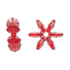Acrylic Paddle Wheel/ Snowflake Beads, Transparent Red, 18 x7mm, 250pcs