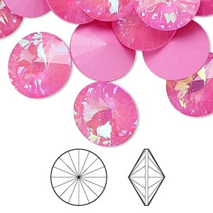 Swarovski Rivoli Crystal Ultra Pink Ab, 14mm, 2pcs