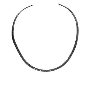Neckwire, gunmetal-plated brass, 16-inch open design with hammered finish, 1pc