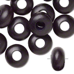 Wooden Beads Rondelle, 15x10mm, Black, 12pcs