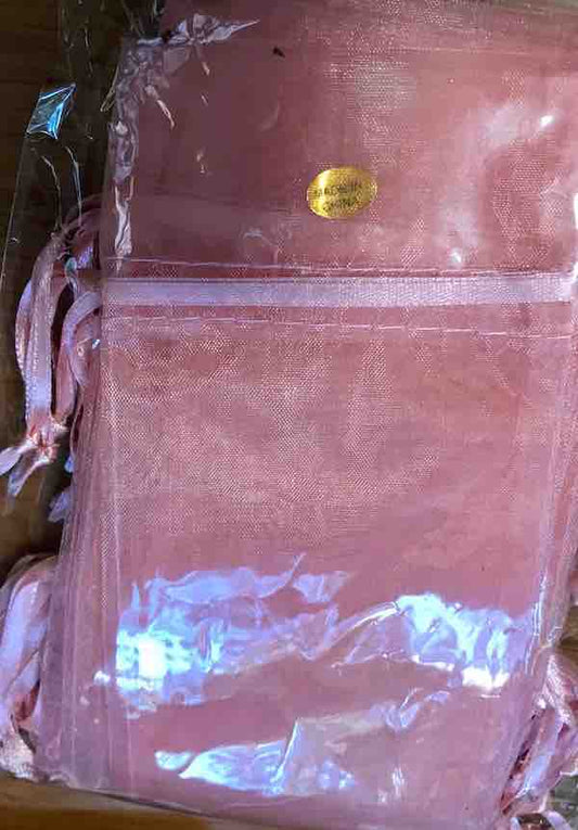 Organza Drawstring Bags, Pink / Salmon, 7.5cm x 14cm 12 pcs
