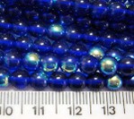 Czech beads round 6mm ab/cobalt  11inch strd