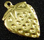 Gold Plated Strawberry Charms, 5 pcs