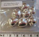 Silver Plastic Heart Charms, 15x16mm, 7 pcs