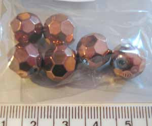 Glass Faceted Beads, Bronze, 12mm 6pcs  Ribtex