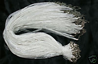 Ribbon and Cord Necklace,White, 2pcs