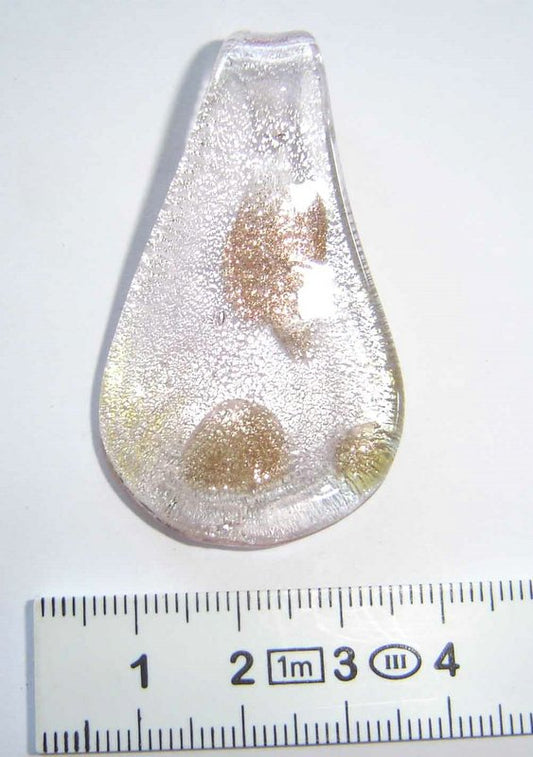 Glass Foil Pendant, Light Pink, 50mm x 30mm, 1 pc