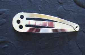 Silver plated snap hair clip with 3 holes 35mm 12 pcs