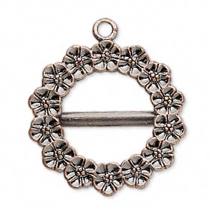 Antiqued pewter photo frame focal component, round 31mm.