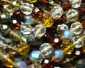 Czech Firepolished beads 8mm Wheatberry, 16in strd, 50 beads