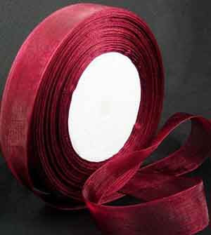Organza Ribbon, 20mm, Maroon / Dark Red, 1 metres