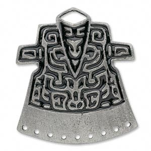 Antiqued Silver Pendant with black epoxy detail, 45x38mm dress. 1pc