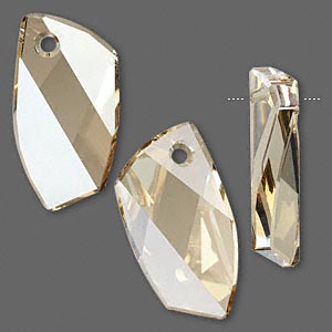 Swarovski® crystal, crystal golden shadow color, 40mm Avant-Garde freeform faceted oval. 1pc 6620