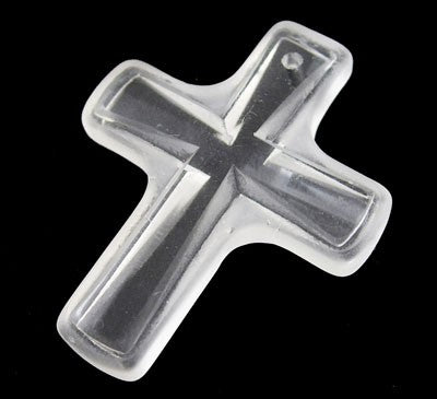Glass, Cross Pendant, clear faceted, 30mm x 40mm, 1pc