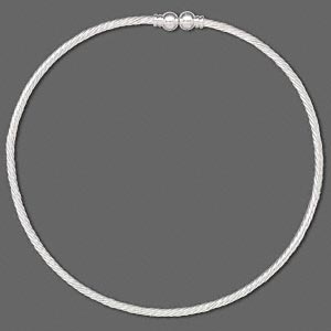Neckwire, silver-plated brass, 3.5mm twisted wire, 7.5mm ball ends, 16 inches. Sold individually.