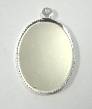 Silver Plate Setting and Loop, 25mm x 18mm, 10pcs - Oval