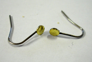 Ear Wire, Surgical Wire, Brass Pad 5mm, 10 pcs
