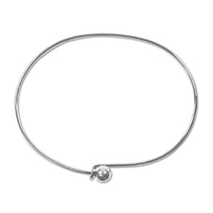 Silver Plate, Bracelet Wire with Screw off Ball, 1pc