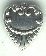 Antique Silver, Victorian Heart Charm Pendants 22mm, 1pc - Steampunk