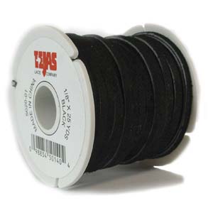Real Suede Lace Black  1/8,  1  metre