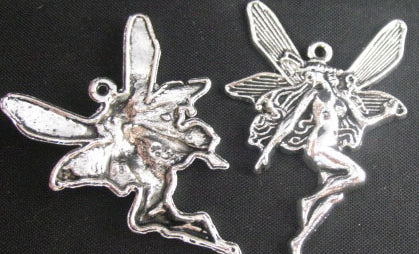 Antique Silver Large Fairy Pendants, 43 x 30mm, 1pc