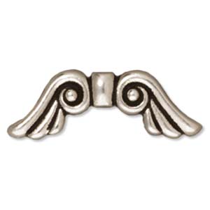 Antique Silver Angel Wings, 12 x 7mm, 1pc - Pewter Made in USA