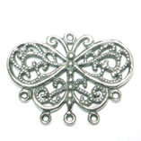 Bali Silver, Butterfly drop part, 2pcs,17.8 x 24 mm