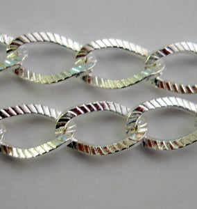 Silver Plate, Iron Twist Chain, Silver Plate, 9 x 15mm, large links, 1 metre