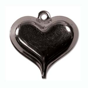 Heart Pendant, 20mm, black nickel, 10 pcs  - Steampunk