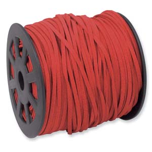 Ultra Micro Fibre Suede 3mm Red 5 metres, A Grade
