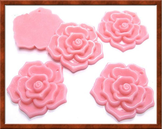Acrylic Pendants, Rose,  Pink , 46 x 7mm, 1pc