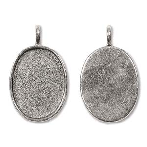 Patera Square Frame Pendant, 25.9 x 29.75mm, Antique Silver, 1 pc