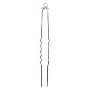 Hair Pin 1 hole, silver plate, 10cm, 1 pc