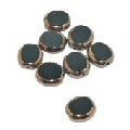 Glass Beads, Black with Copper edged round, 10mm, 8 pcs