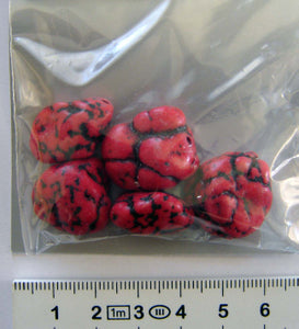 Simulated stone beads red, large 5 pcs Ribtex