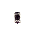 Antique Silver Large Hole Metal Bead, Purple Diamante 7.5mm, 1pc