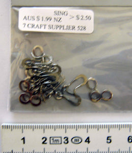Antique Silver, Hook and loop clasp, 12mm, 10 pcs