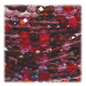 Czech Firepolished beads 8mm Vineyard  16in strd, 50 beads