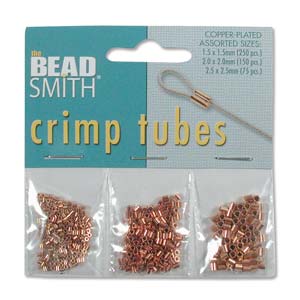 Crimps Tubes Assorted Sizes Copper Plate, app 475 pcs, 3 sizes