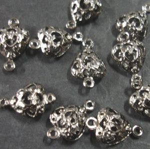 Filigree Heart Links, Black Nickel Plate, 10mm, 20pcs