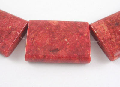 Natural Coral Beads, Dyed, Rectangle, Bead: 25 x 35mm, 1pc