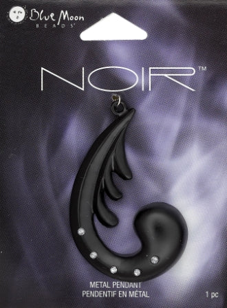 Wave Metal Pendant, 55 x 35mm, 1pc - Blue Moon Noir Black Nickel Matte
