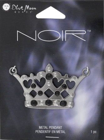 Crown Metal Pendant, 55 x 30mm, 1pc - Blue Moon Noir Black Nickel