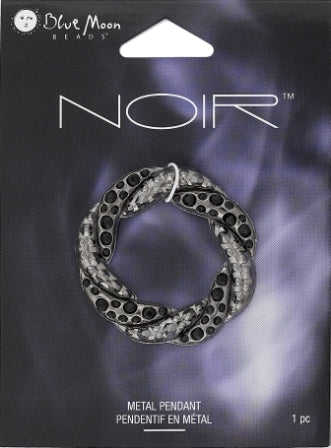 Circle Knot Metal Pendant, 35 x 35mm, 1pc - Blue Moon Noir Black Nickel