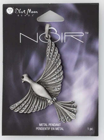 Flying Bird Metal Pendant, 70 x 55mm, 1pc - Blue Moon Noir Black Nickel