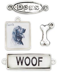Blue Moon Tokens Metal Charm, Antique Silver Dog 4pc set