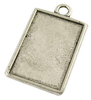 Tibetan Silver Pendant, Rectangle, 10pcs