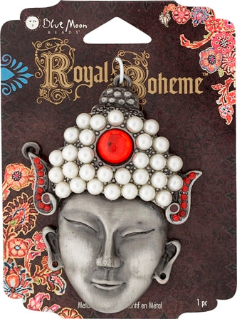 Royal Boheme -beaded buddy head, 70x 50mm, 1pc
