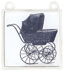 Manor House - Square Graphic Stroller Pendant-Silver 1/Pkg- Actual background is vintage cream sepia, not white